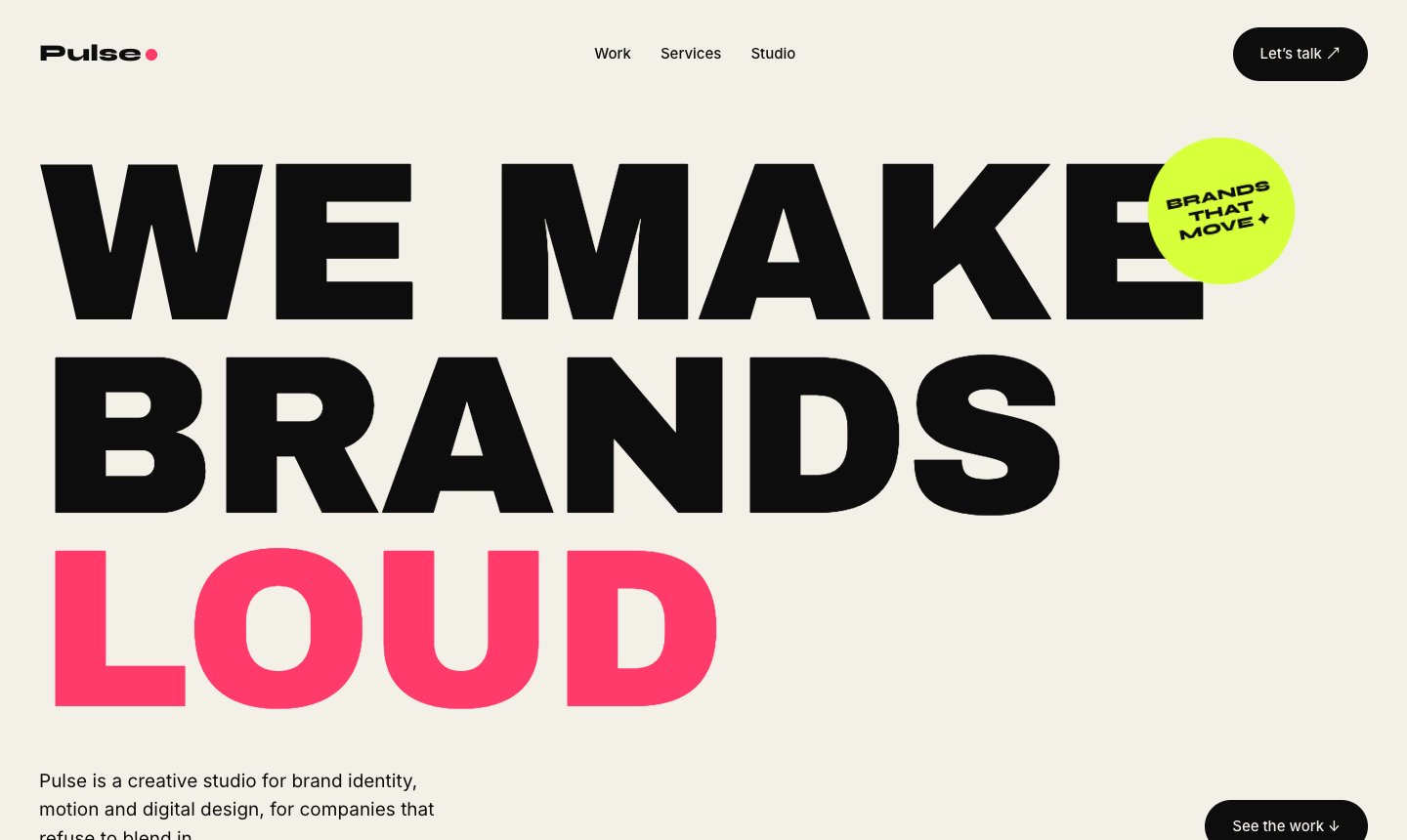 Pulse Studio sample website