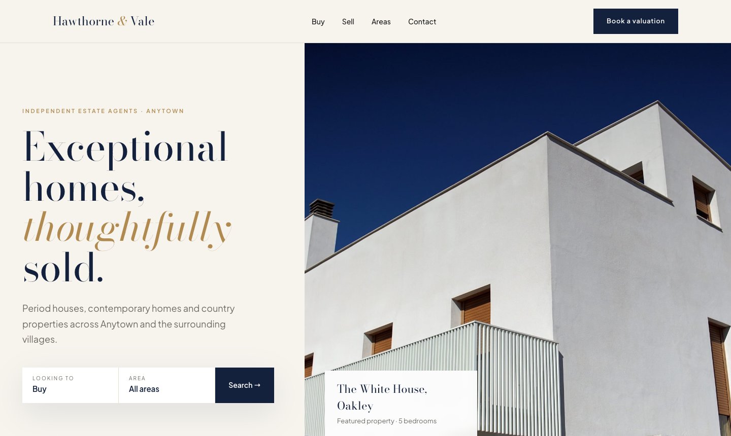 Hawthorne & Vale sample website