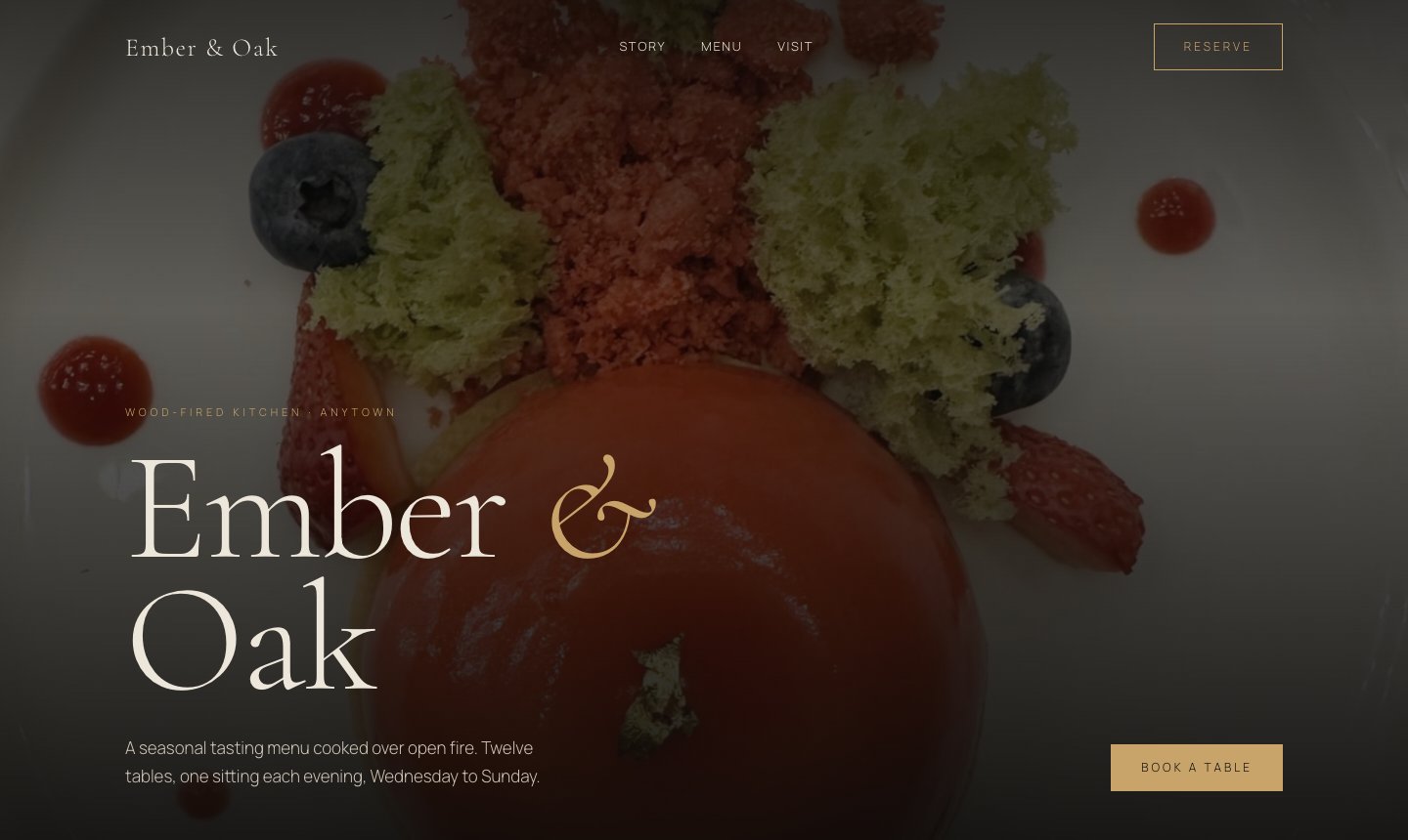 Ember & Oak sample website