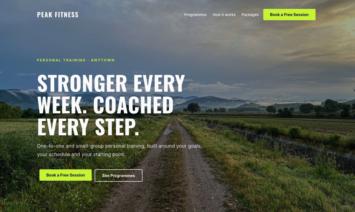 Peak Fitness Coaching sample website