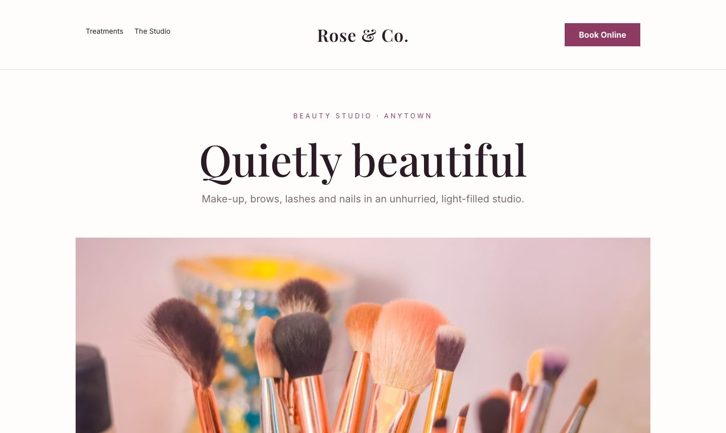 Rose & Co. Beauty sample website