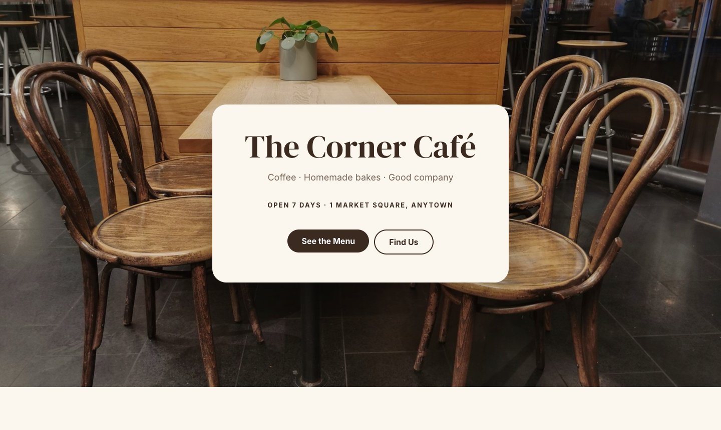 The Corner Café sample website